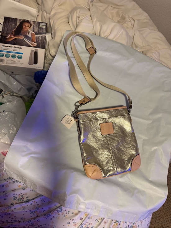 Handbags - NWT Coach SWINGPACK SMALL SHOULDER CROSSBODY BAG SILVER GOLD